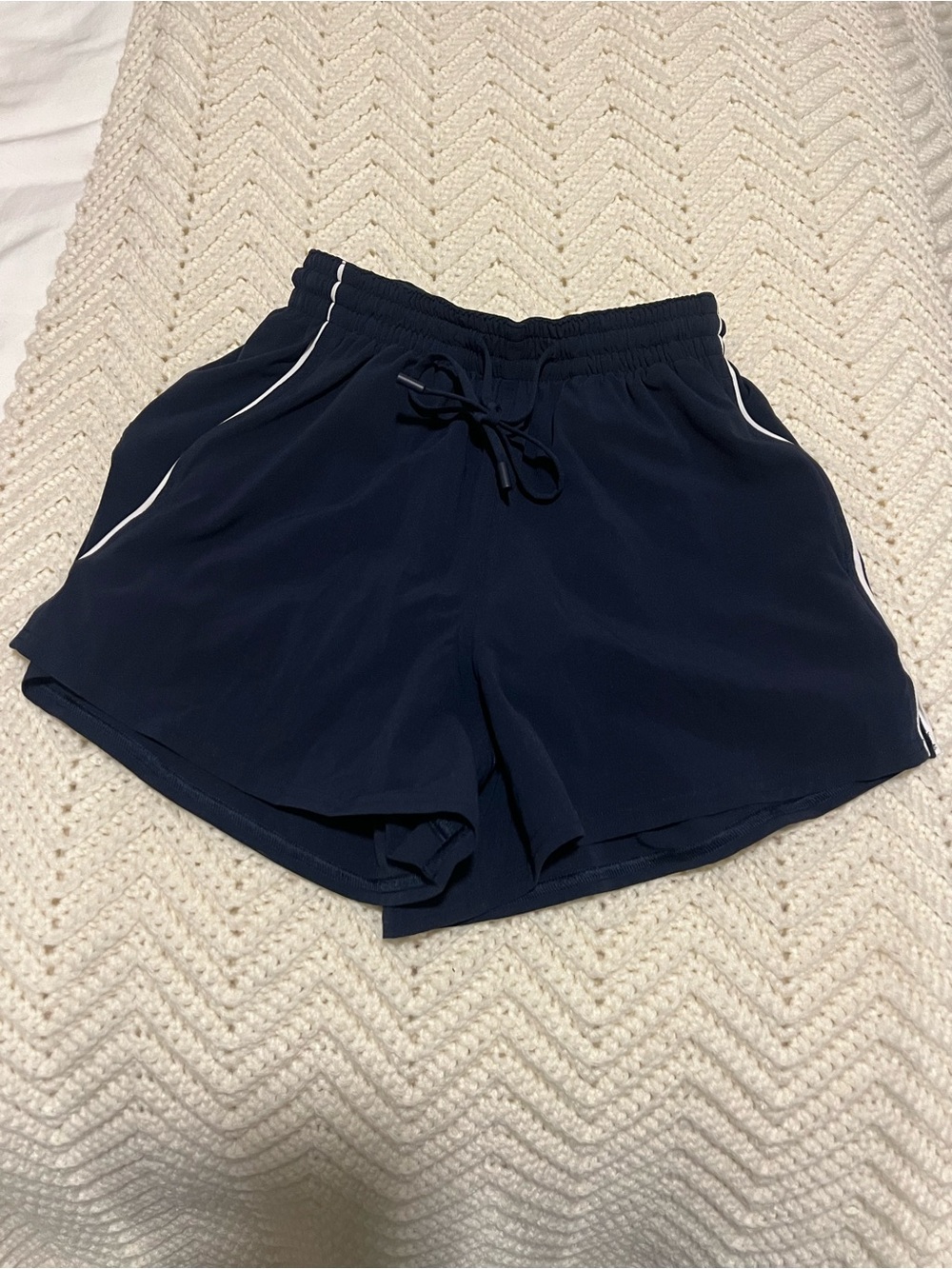 lululemon athletica Navy Athletic Shorts with White Piping